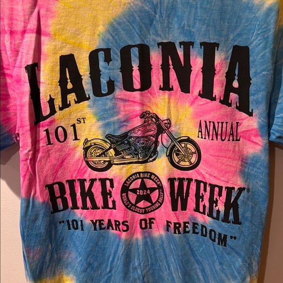 Laconia Bike Week 101 years Tie-Dye Short Sleeve Tee - Picture 2 of 5